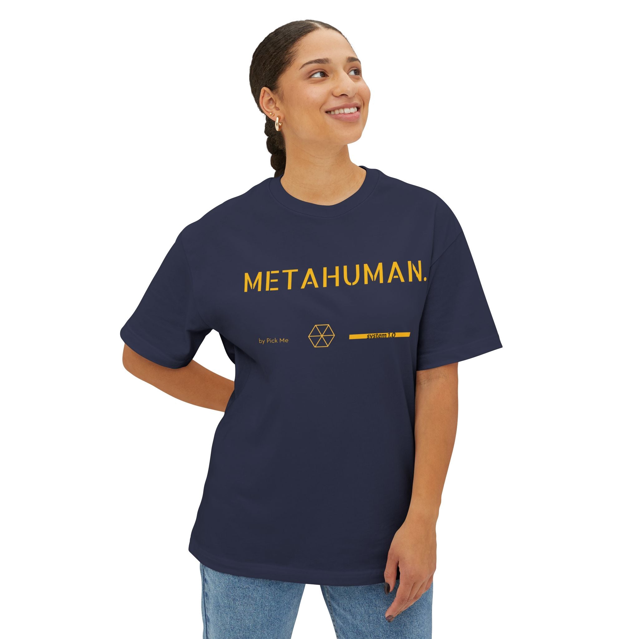 Metahuman Graphic Tee — Oversized Boxy Sci-Fi Streetwear T-Shirt