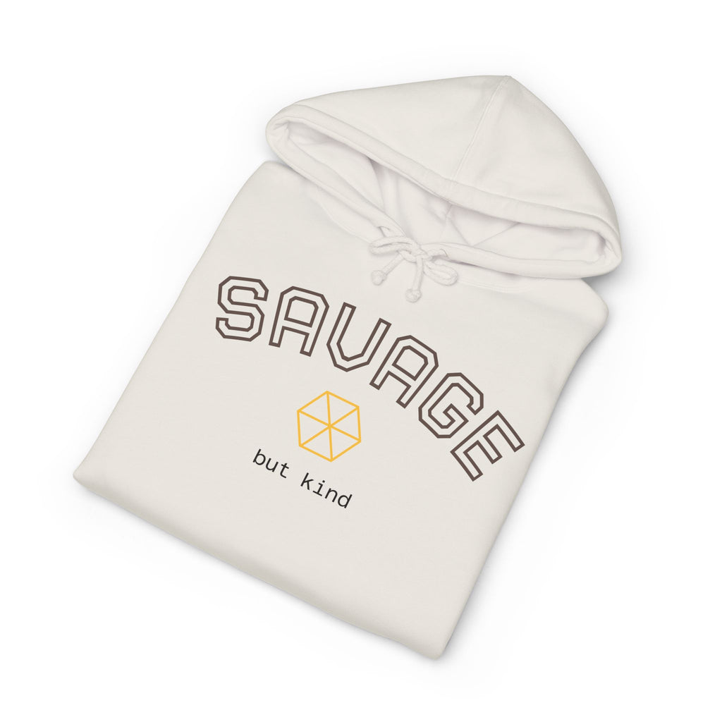 Savage But Kind Hoodie — Minimal White Graphic Pullover