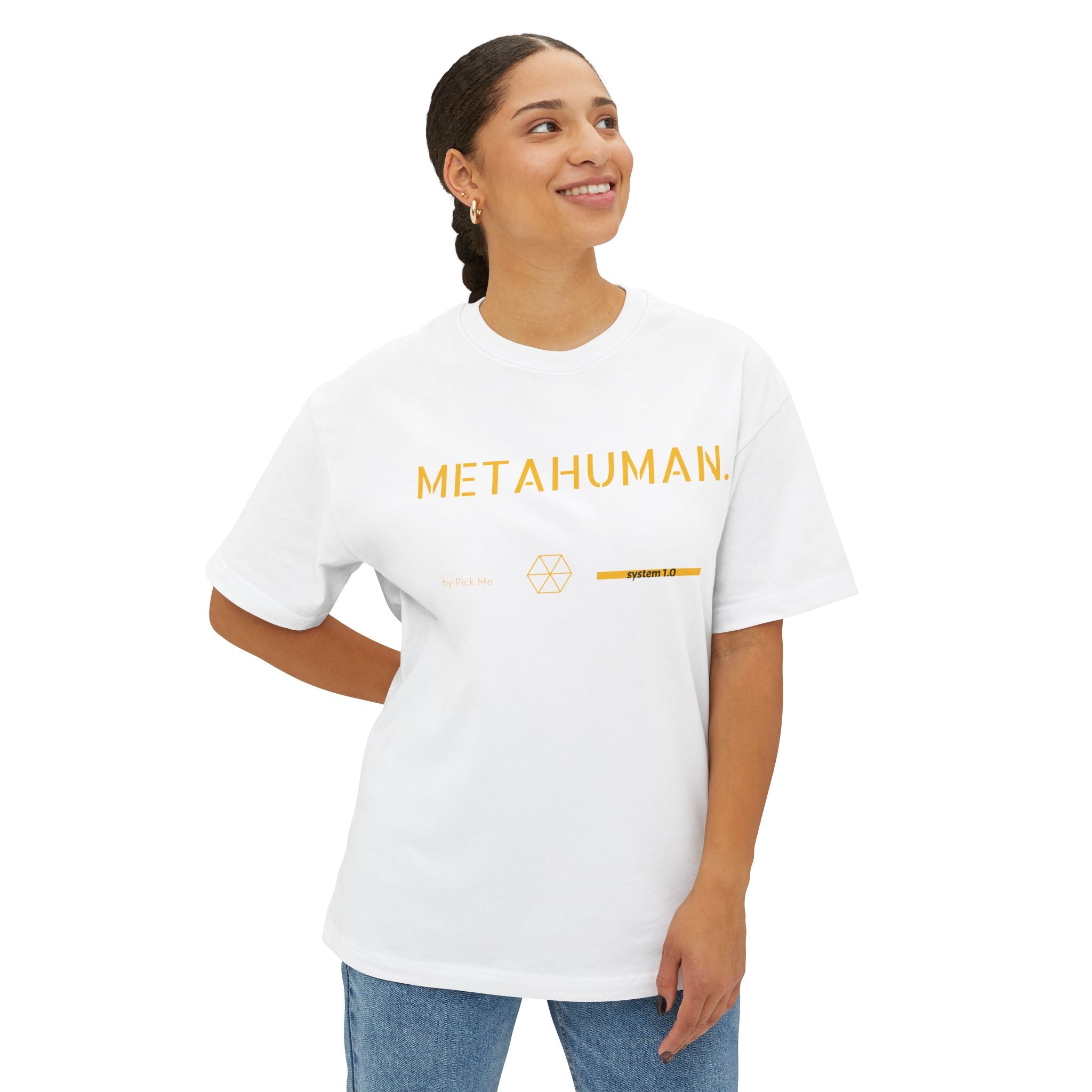 Metahuman Graphic Tee — Oversized Boxy Sci-Fi Streetwear T-Shirt