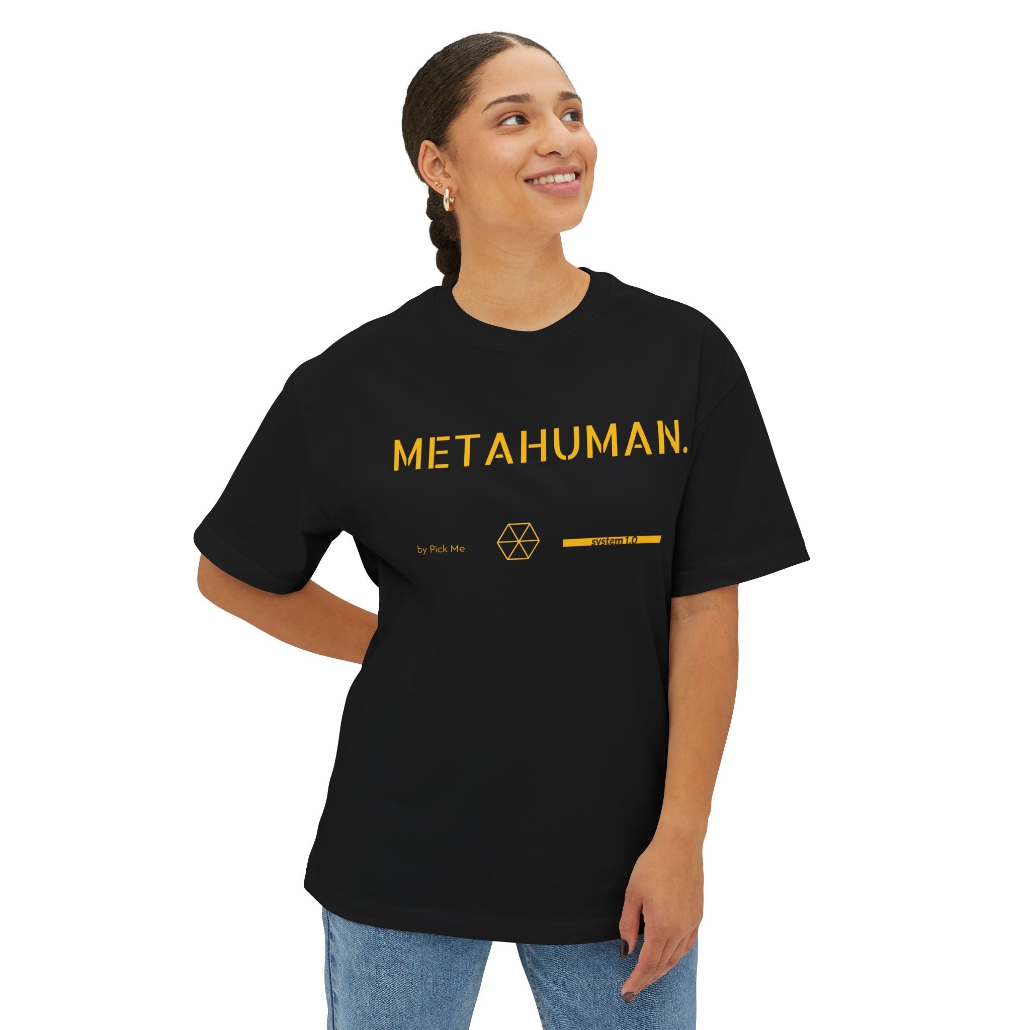 Metahuman Graphic Tee — Oversized Boxy Sci-Fi Streetwear T-Shirt
