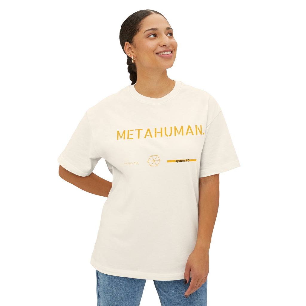 Metahuman Graphic Tee — Oversized Boxy Sci-Fi Streetwear T-Shirt