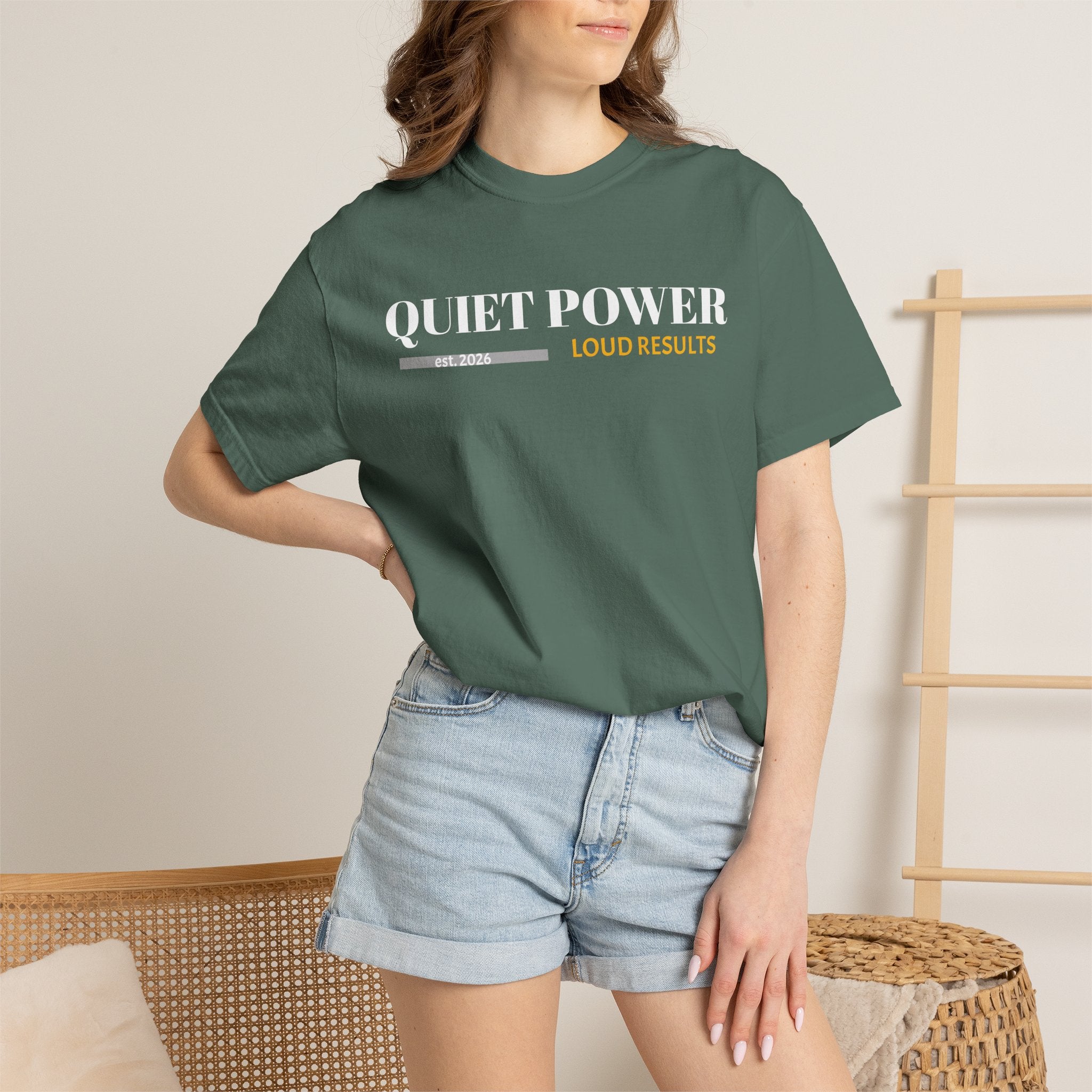 Quiet Power Graphic Tee | 'Move in Silence' Heavyweight Print