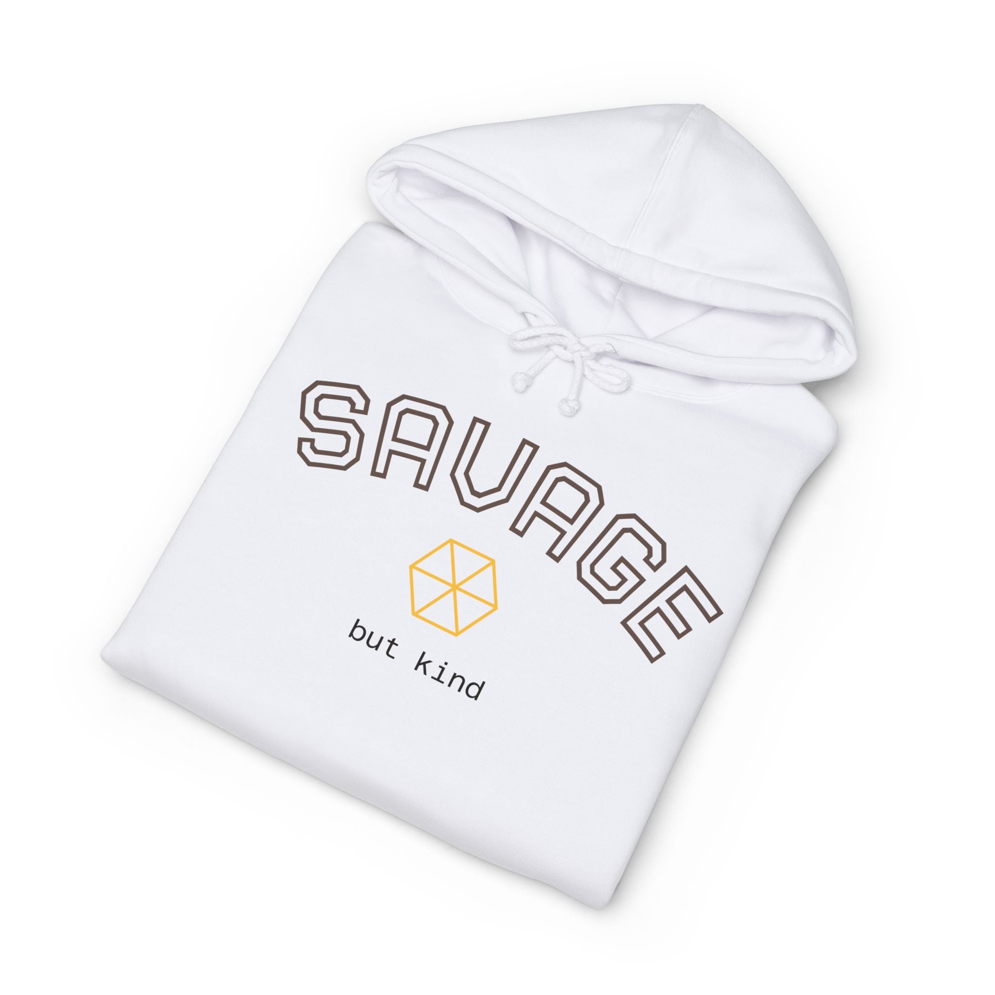 Savage But Kind Hoodie — Minimal White Graphic Pullover