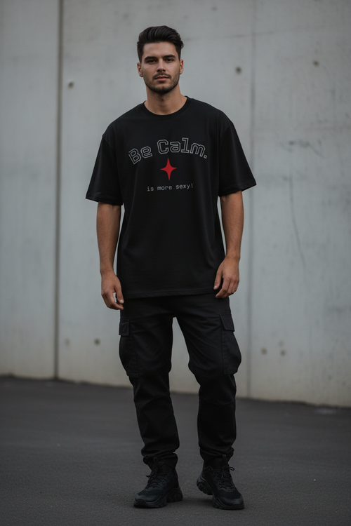 Be Calm Black Tee Lifestyle