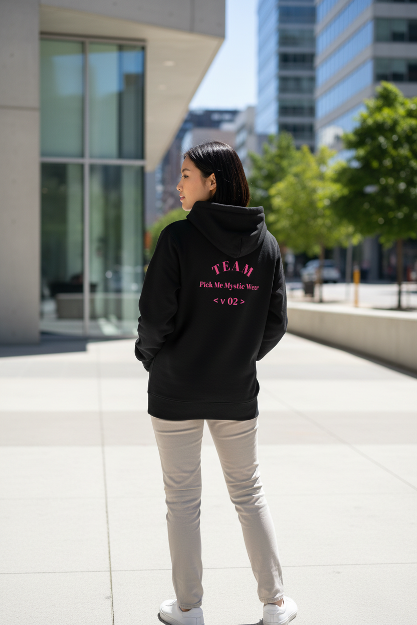 Black hoodie back lifestyle image