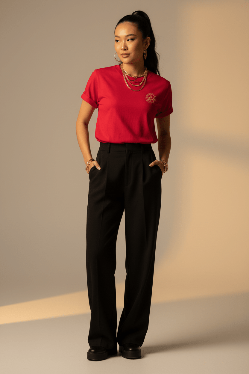 Creator Tee 2.0 — 'Build Your Legacy' Organic Cotton Graphic Tee - Pick Me Mystic WearCreator Tee 2.0 — 'Build Your Legacy' Organic Cotton Graphic TeeT-SHIRTPick Me Mystic WearPick Me Mystic Wear2822383_11870Red - East Asian Woman StudioMBlack