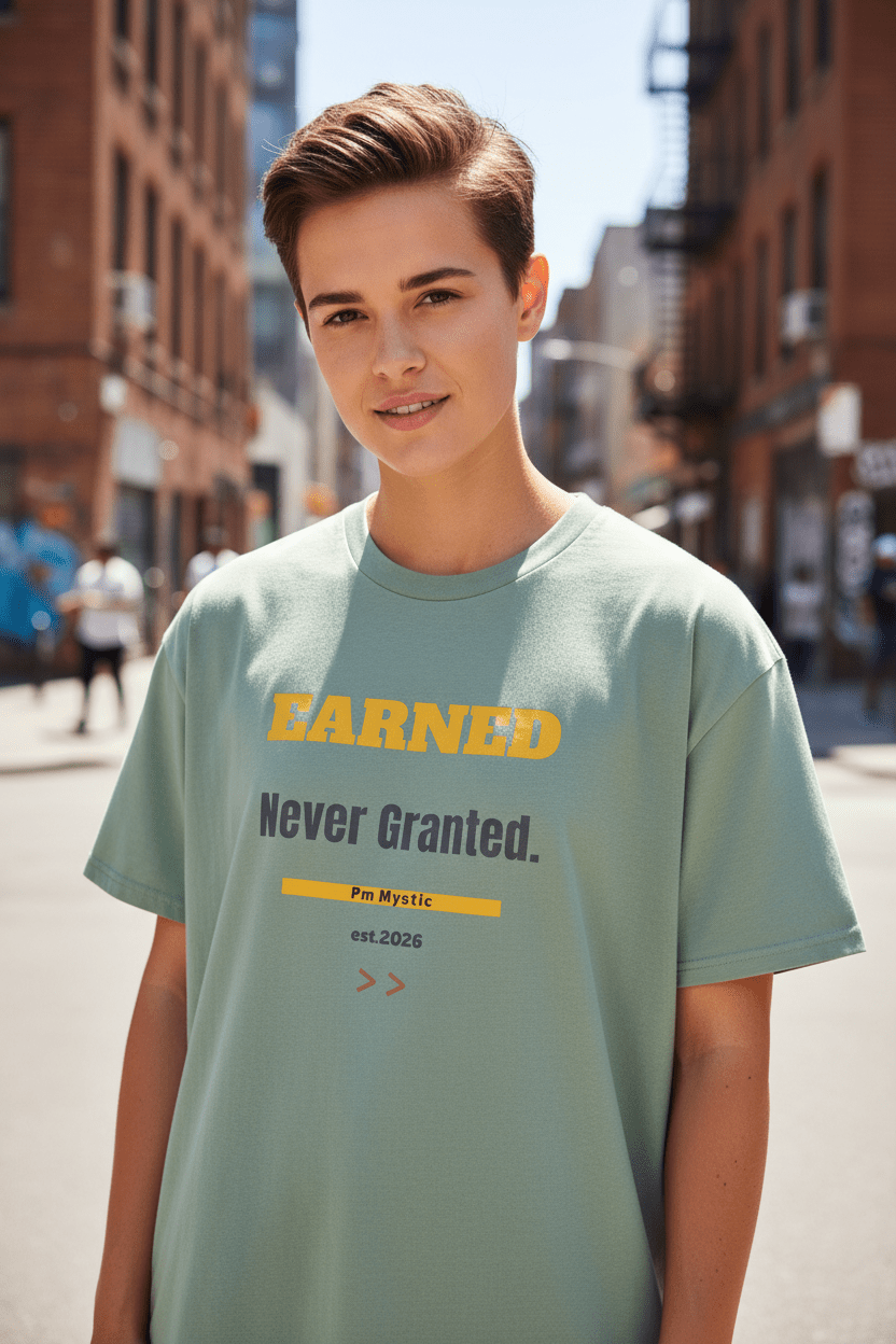 Earned Not Given oversized tee in sage green – UK streetwear