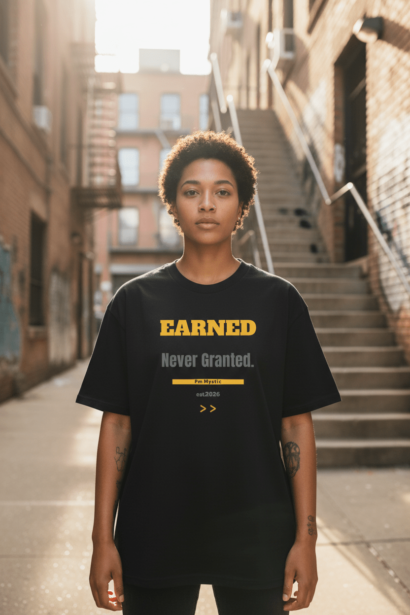 Earned Not Given chest print tee in black – mystic streetwear