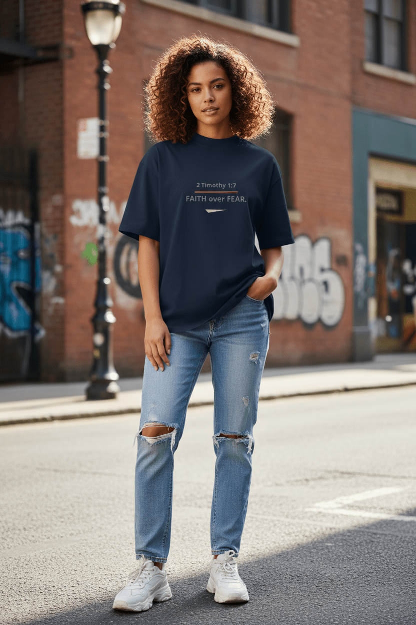Faith Over Fear Tee | Organic Oversized High Neck | Pick Me Mystic Wear - Pick Me Mystic WearFaith Over Fear Tee | Organic Oversized High Neck | Pick Me Mystic WearT-ShirtPrintifyPick Me Mystic Wear2574035_21002Faith over Fear – NavySHeather Grey