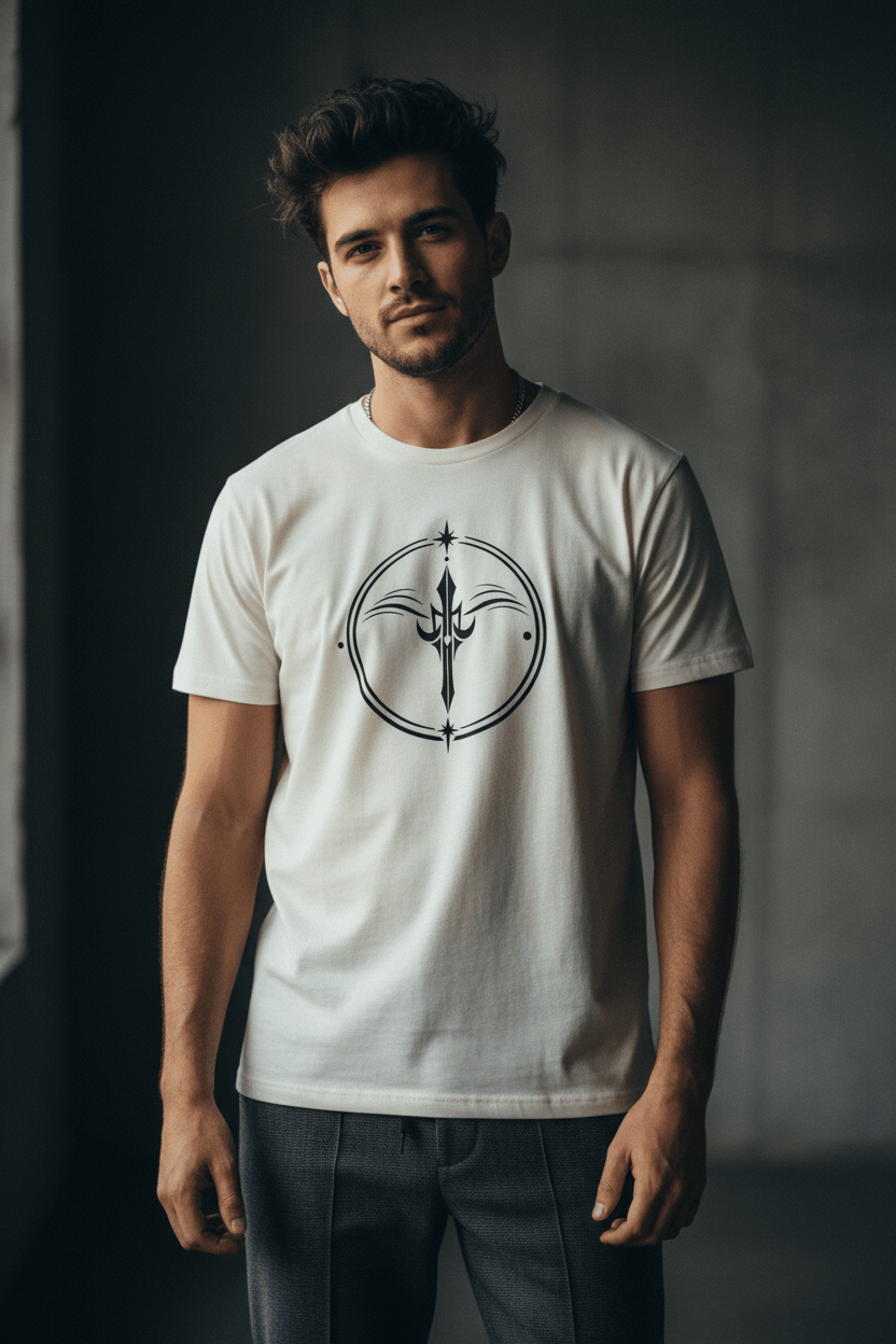 Featherweight Organic Tee | 'Light Touch, Heavy Impact' Regular Fit Print - Pick Me Mystic Wear Featherweight Organic Tee | 'Light Touch, Heavy Impact' Regular Fit PrintT-SHIRTPick Me Mystic WearPick Me Mystic Wear 9790875_21332Trident Vintage WhiteSFrench Navy