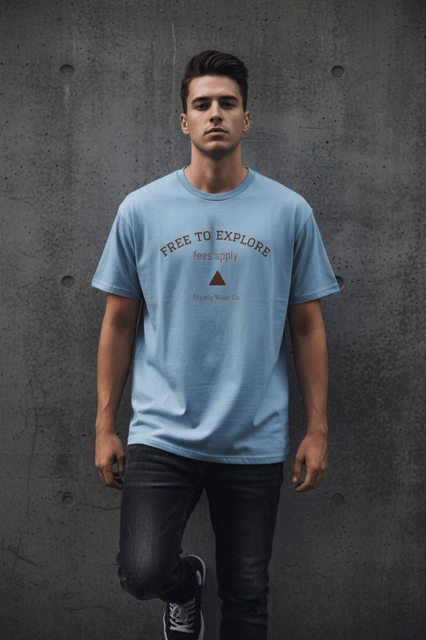 Free to Explore tee in light blue – Pick Me Mystic Wear streetwear