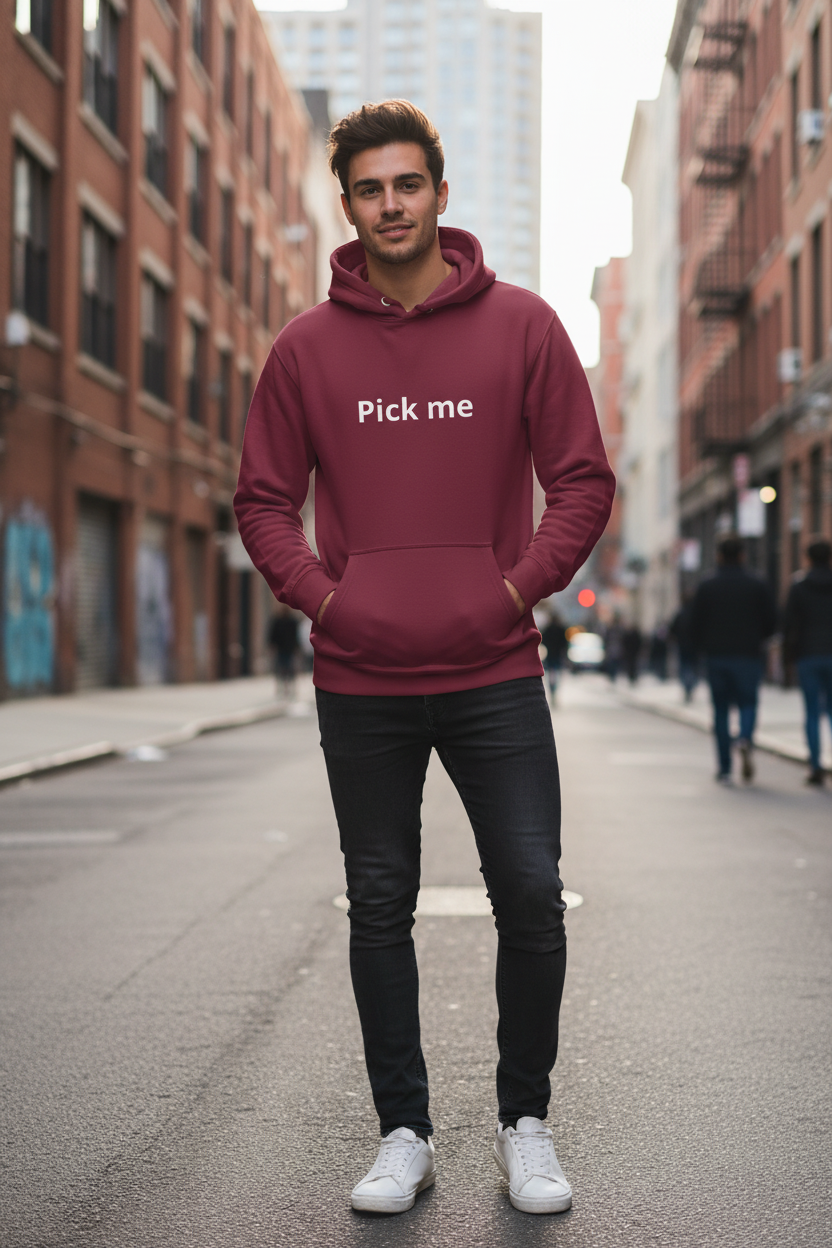 Maroon hoodie man
