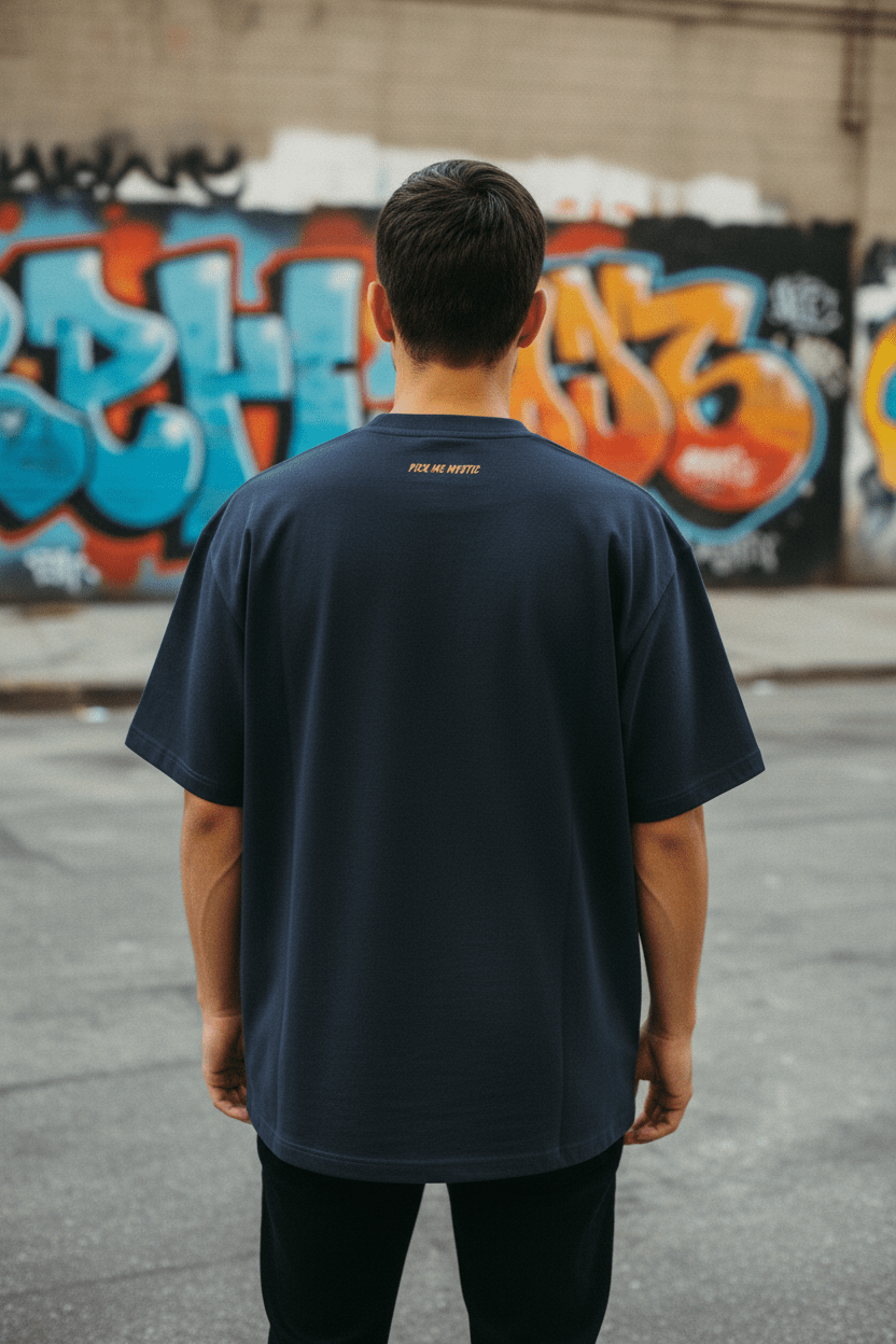 Men's oversized boxy tee in dark navy – Pick Me Mystic Wear