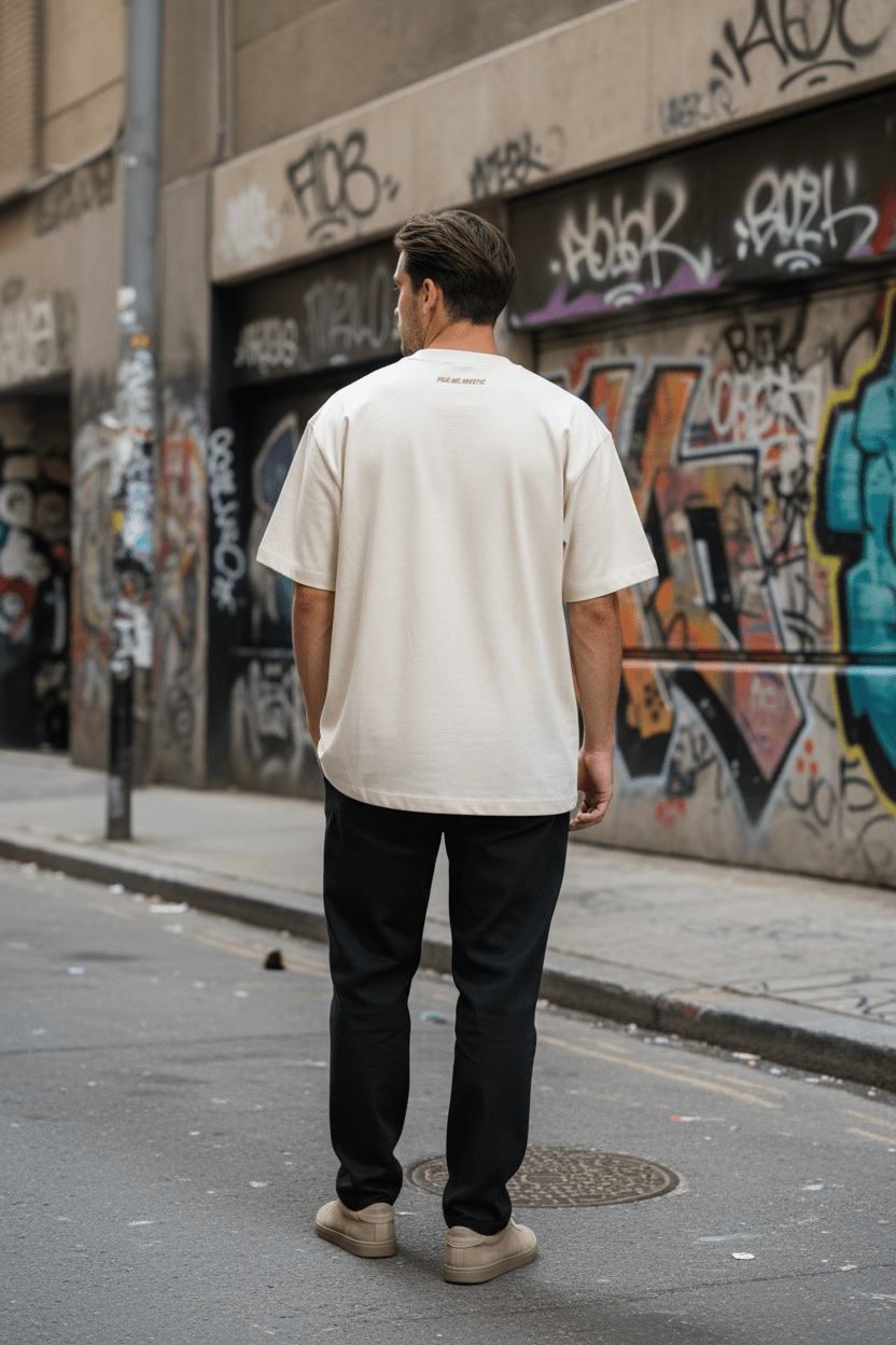 Men's oversized boxy tee in white – urban street lifestyle UK